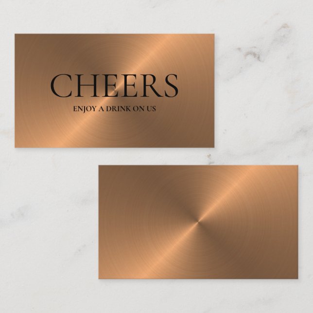 Rose Gold Metal Effect Free Drinks Ticket Card Begleitkarte (Vorne/Hinten)
