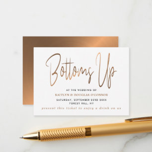 Rose Gold Metal Effect Style Free Drink Ticket Begleitkarte