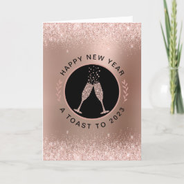Rose Gold Metallic Blush Glitzer Frohes Neues Jahr Feiertagskarte