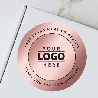 Rose Gold Metallic Business Logo Website Versand Runder Aufkleber