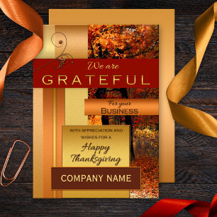 Rose Gold Metallic Corporate Erntedank Card Feiertagskarte