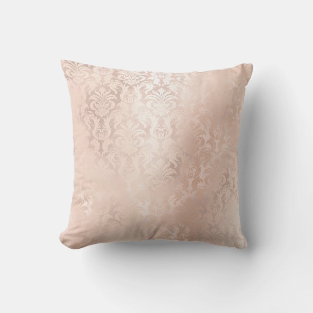 Rose Gold Metallic Damask Royal Antonietta Kissen (Vorderseite)