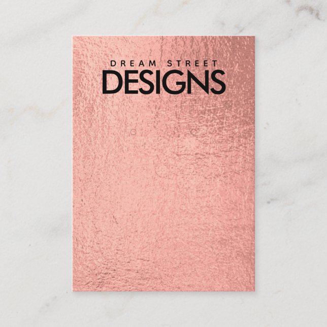Rose Gold Metallic Earring Display Card Visitenkarte (Vorderseite)
