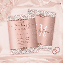 Rose Gold Metallic Glitzer Monogram Wedding Einladung