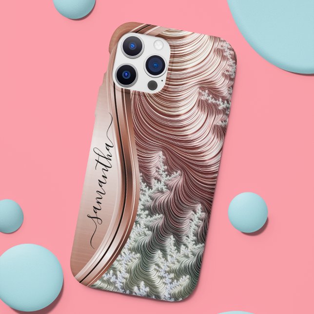 Rose Gold Metallic Handgeschriebenes Monogramm Case-Mate iPhone Hülle (Von Creator hochgeladen)