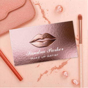 Rose Gold Metallic Lippen Makeup Artist Visitenkarte