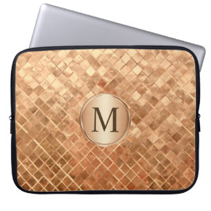 Rose Gold Metallic-Look Muster mit Monogramm Laptopschutzhülle