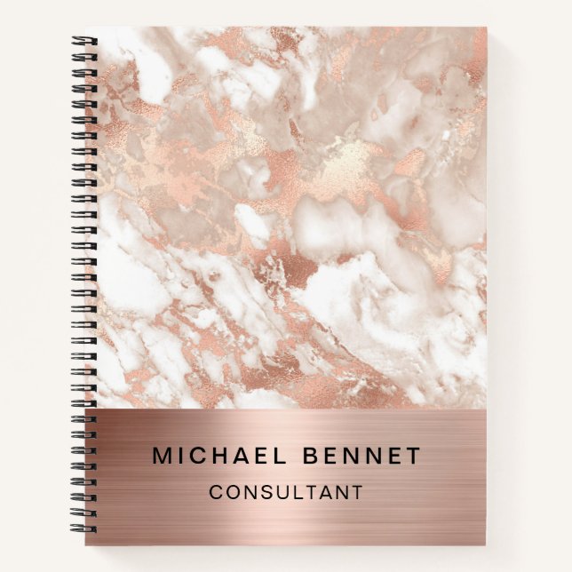 Rose Gold Metallic Marble Consultant Notizbuch (Vorderseite)