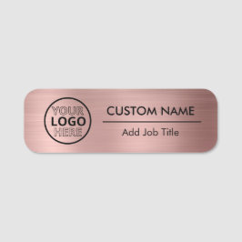 Rose Gold Metallic Style Logo Mitarbeiter Namensschild