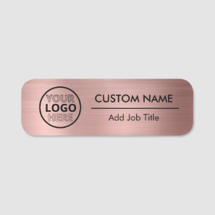 Rose Gold Metallic Style Logo Mitarbeiter Namensschild
