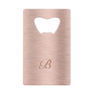 Rose Gold Metallic Texturdesign Monogram Geldbeutel Flaschenöffner