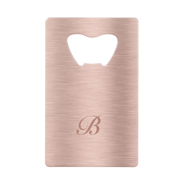 Rose Gold Metallic Texturdesign Monogram Geldbeutel Flaschenöffner (Vorderseite)