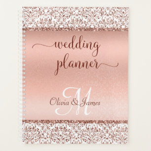 Rose Gold Metallic Typografy Glitzer Wedding Planer