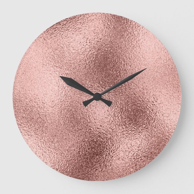 Rose Gold Metallic: Vintag Shine. Große Wanduhr (Vorderseite)