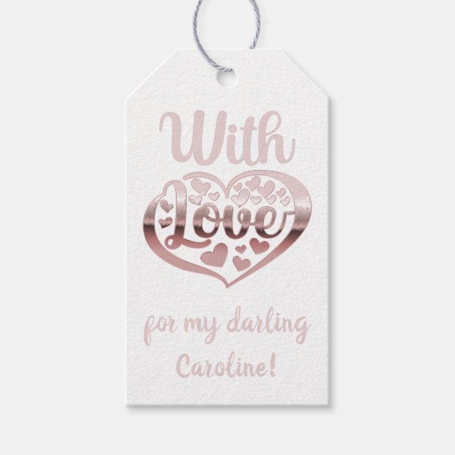 Rose gold metallisch aussehen Valentinherz Liebe w Geschenkanhänger (Vorderseite)