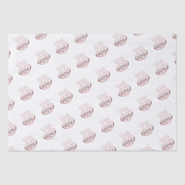 Rose gold metallisch aussehen Valentinherz Liebe w Seidenpapier (Vorderseite)