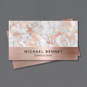 Rose Gold Metallisch Grau Weiß Marmor Berater Visitenkarte