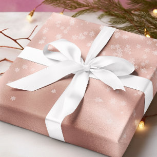 Rose Gold Metallische Schneeflocken Weihnachten Geschenkpapier