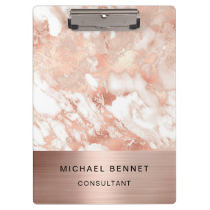 Rose Gold Metallmarmor Geschäftskonsultant Klemmbrett