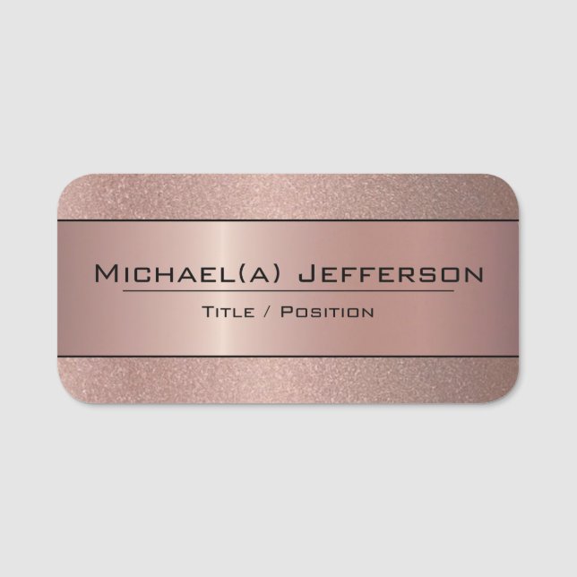 Rose Gold Metallschimmer Rosa und Glitzer Textur Namensschild (Vorderseite)