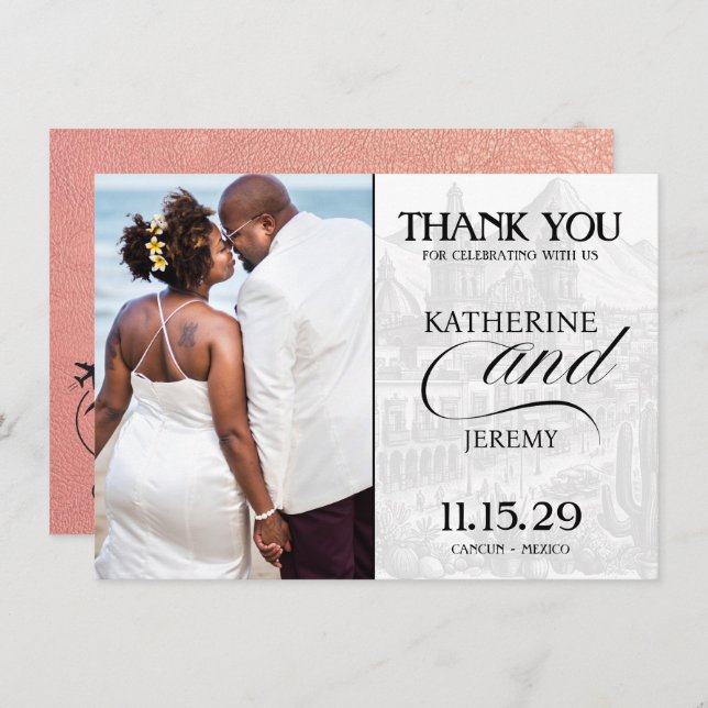 Rose Gold Mexico Passport Dankeskarte (Vorne/Hinten)