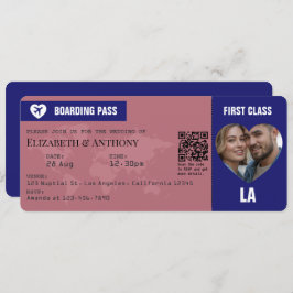 Rose Gold & Midnight Blue Boarding Pass Wedding Einladung
