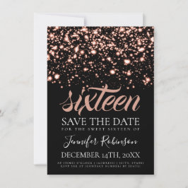 Rose Gold Midnight Glam Sweet 16 Geburtstagsparty Save The Date