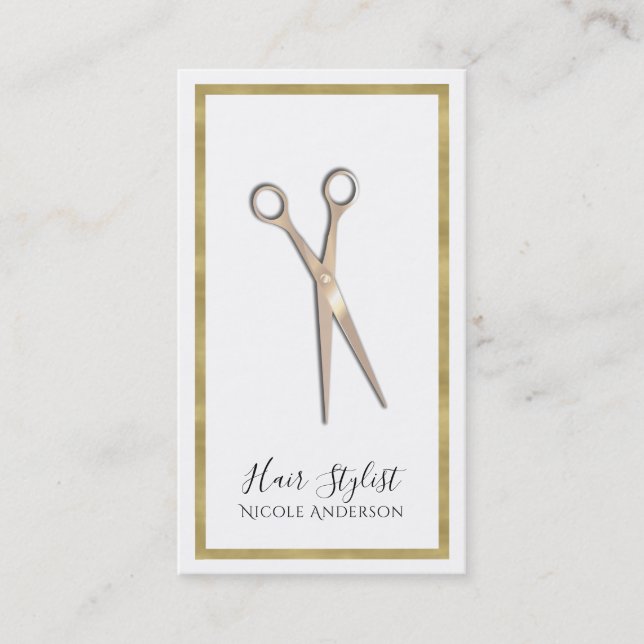 Rose Gold Minimal Gold Border Haar Stylist Visitenkarte (Vorderseite)