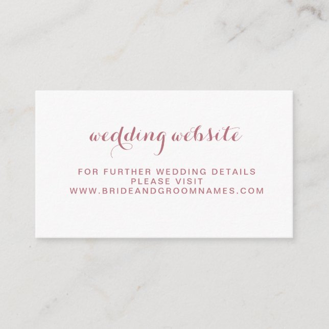 Rose Gold Minimal Simple Wedding Website Begleitkarte (Vorderseite)