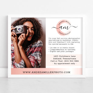 Rose Gold Minimalist Fotograf Marketing Foto Poster