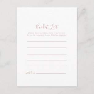 Rose Gold Minimalistisch Bucket List Cards Postkarte