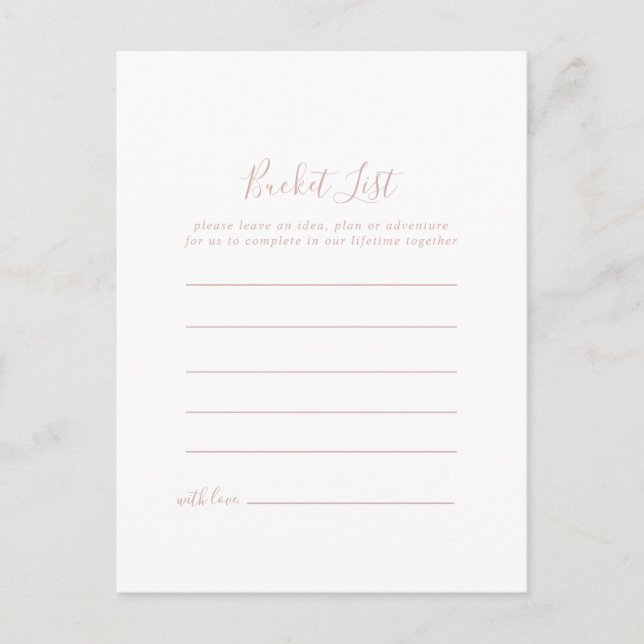Rose Gold Minimalistisch Bucket List Cards Postkarte (Vorderseite)