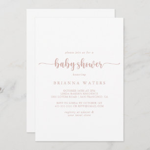 Rose Gold Minimalistisch Calligraphy Baby Shoower Einladung