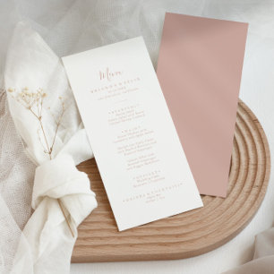 Rose Gold Minimalistisch Dinner Menü Menükarte
