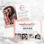 Rose Gold Minimalistisch Fotograf Marketing Foto Postkarte<br><div class="desc">Eleganter, minimalistischer Farbschuss mit Goldfarbe auf der Trend-Rose schafft das perfekte feminine Thema für Stylist, Make-up-Künstler, Profis in Haar- und Nagelstudios und darüber hinaus! ・ Anpassen! Klicken Sie auf die Schaltfläche "Anpassen", um die Schriftart, die Größe und das Layout zu ändern. Die Symbole der sozialen Medien können verschoben oder entfernt...</div>