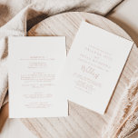 Rose Gold Minimalistisch Front & Back Wedding Einladung<br><div class="desc">Diese Rose goldene minimalistische Vorder-und Rückseite Hochzeit Einladung ist perfekt für eine rustikale Hochzeit. Das schlichte und elegante Design zeichnet sich durch klassische und extravagante Schrift-Typografie in Rose Gold aus. Rett Papier,  indem man mehr Details auf der Rückseite der Einladung anstatt auf einer separaten Gehäusekarte angibt.</div>