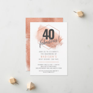 Rose Gold Minimalistische 40. Geburtstag Einladung