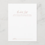 Rose Gold Minimalistische Hochzeitstiefelder-Karte Postkarte<br><div class="desc">Diese Rose Gold-Minimalisten-Eimerkarten sind die perfekte Wahl für einen modernen Hochzeitsempfang oder ein modernes Brautparty. Das schlichte und elegante Design zeichnet sich durch klassische und extravagante Schrift-Typografie in Rose Gold aus. Ändern Sie den Wortlaut in Anzug jedes Lebensereignisses. Das Schild der Schaufelliste wird separat verkauft.</div>