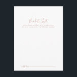 Rose Gold Minimalistische Hochzeitstiefelder-Karte Postkarte<br><div class="desc">Diese Rose Gold-Minimalisten-Eimerkarten sind die perfekte Wahl für einen modernen Hochzeitsempfang oder ein modernes Brautparty. Das schlichte und elegante Design zeichnet sich durch klassische und extravagante Schrift-Typografie in Rose Gold aus. Ändern Sie den Wortlaut in Anzug jedes Lebensereignisses. Das Schild der Schaufelliste wird separat verkauft.</div>