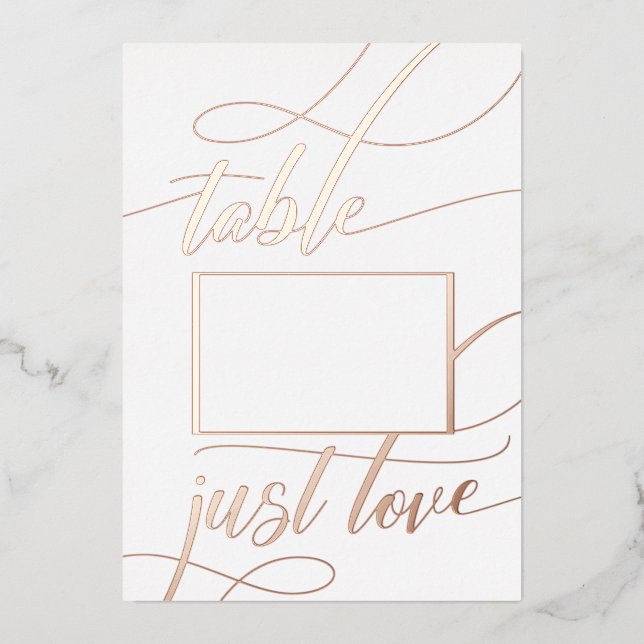 Rose Gold Minimalistische Kalligraphie Tischnummer (Vorderseite)