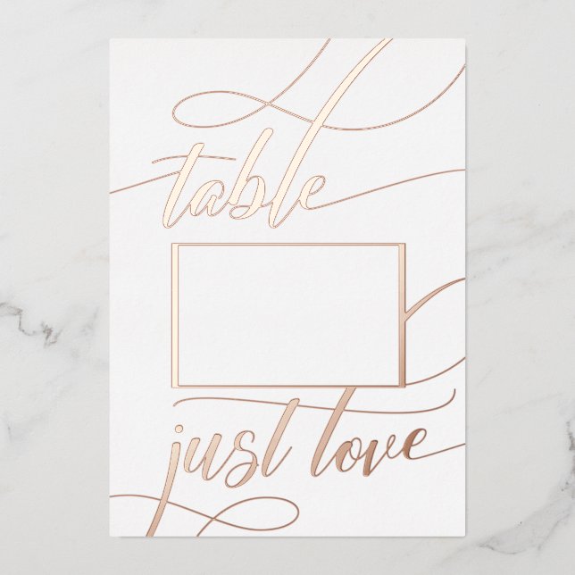 Rose Gold Minimalistische Kalligraphie Tischnummer (Vorderseite)