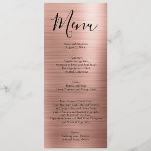 Rose Gold Minimalistische Typografie Hochzeitsmenü Menükarte