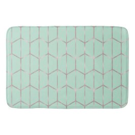 Rose Gold & Mint Chic Hexagon Geometric Glam Badematte