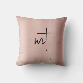 Rose Gold Mit Monogramm Initialen Script Typografi Kissen