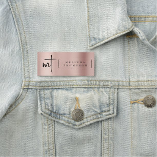 Rose Gold Mit Monogramm Initialen Script Typografi Namensschild