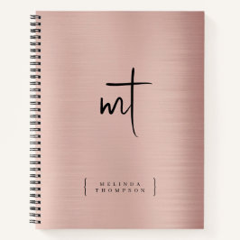 Rose Gold Mit Monogramm Initialen Script Typografi Notizbuch