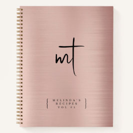 Rose Gold Mit Monogramm Initialen Skriptrezepte Notizbuch