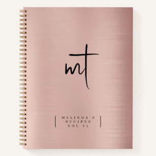 Rose Gold Mit Monogramm Initialen Skriptrezepte Notizbuch