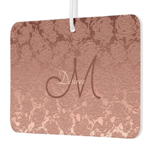 Rose Gold Mit Monogramm Letter Floral Modernes Ele Autolufterfrischer (Links)