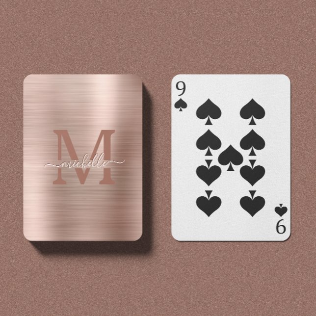 Rose Gold Mit Monogramm Luxus Spielkarten (Von Creator hochgeladen)
